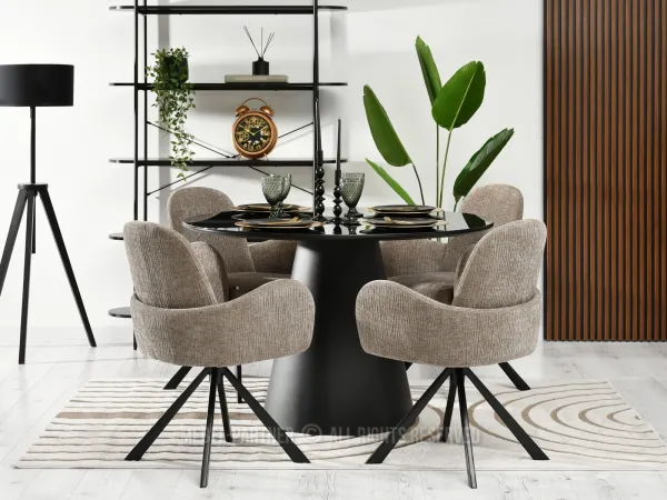 Beżowe krzesło tapicerowane do jadalni - elegancki element aranżacji
